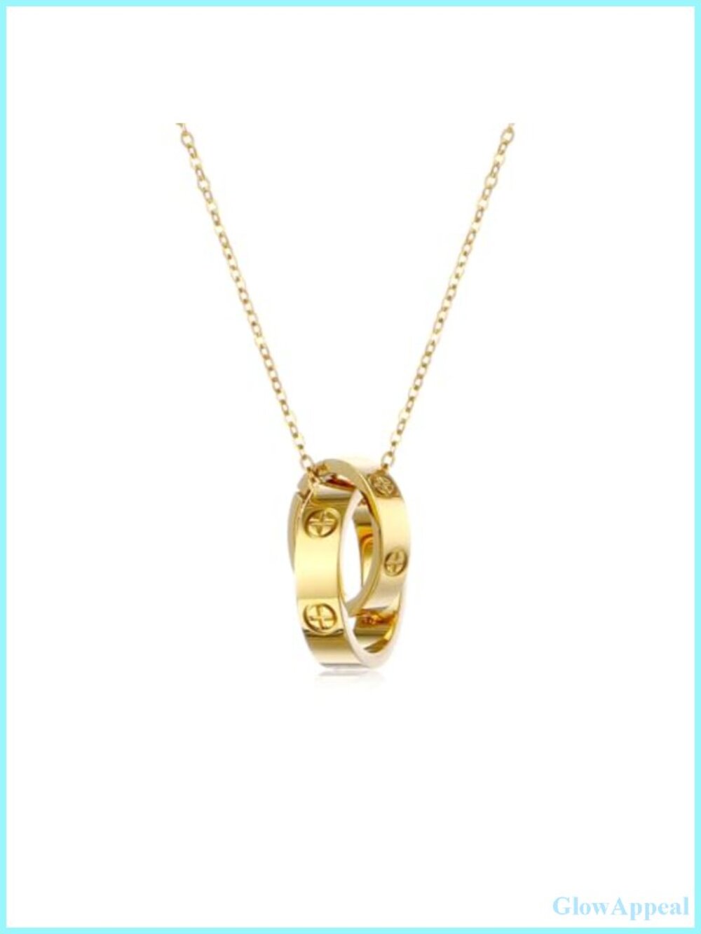 18K Gold Interlocking Titanium Steel Pendant Necklace - 18.1in with Extension